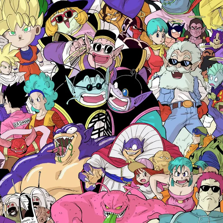 Goku dan teman-temannya Para karakter Dragon Ball berkumpul bersama