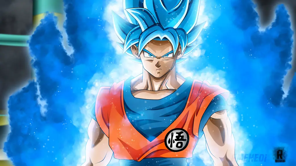 Goku dalam bentuk Super Saiyan Blue yang gagah perkasa