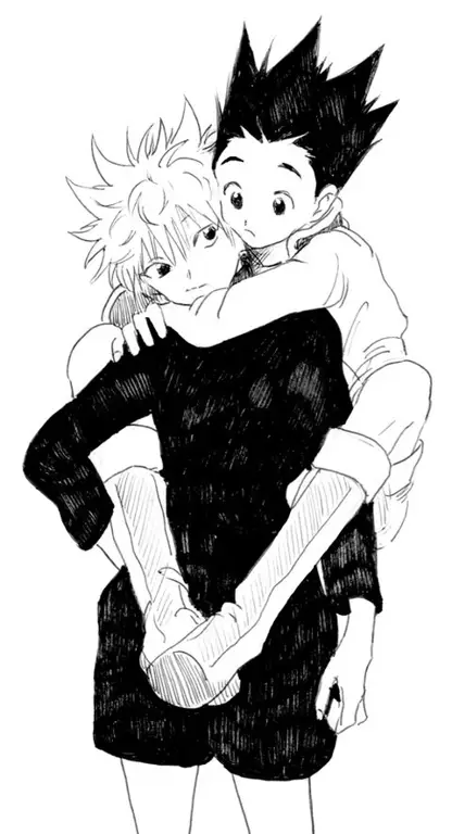 Gambar Gon dan Killua dalam setting Masou Gakuen HxH