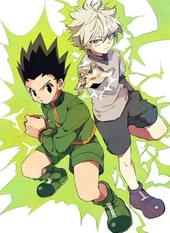 Gambar Gon dan Killua, dua karakter utama dalam Hunter x Hunter