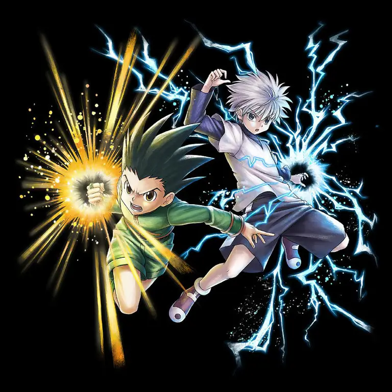 Gambar Gon dan Killua, dua karakter utama dalam Hunter x Hunter