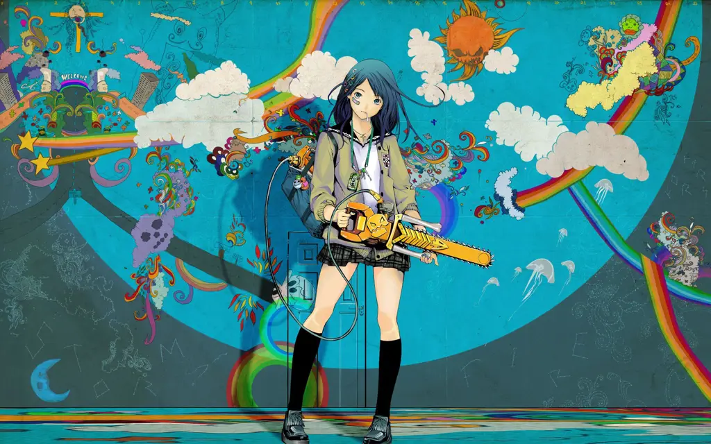 Gambar grafiti anime pada dinding