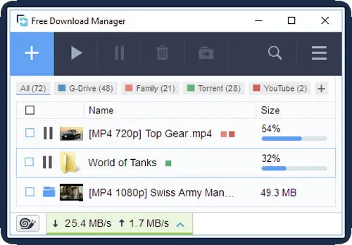 Gambar antarmuka aplikasi download manager