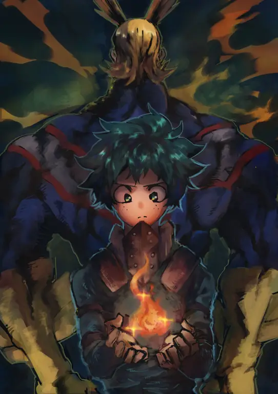 All Might dan Izuku Midoriya bersama-sama