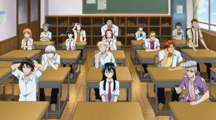 Adegan kelas di anime World Teacher: Isekaishiki Kyouiku Agent