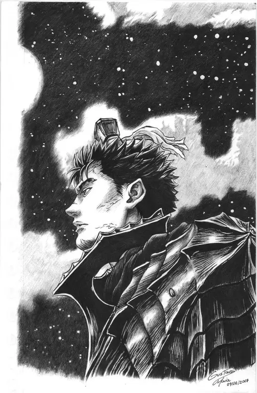 Gambar Guts dalam manga Berserk