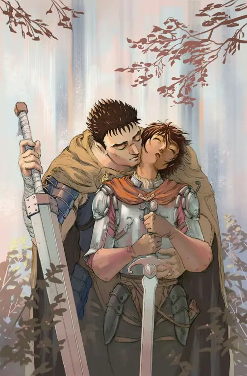 Gambar Guts dan Casca dalam manga Berserk