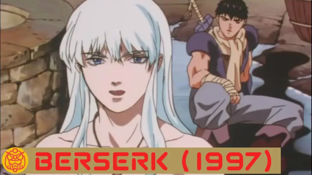 Screenshot anime Berserk 1997 menampilkan Guts dan Griffith