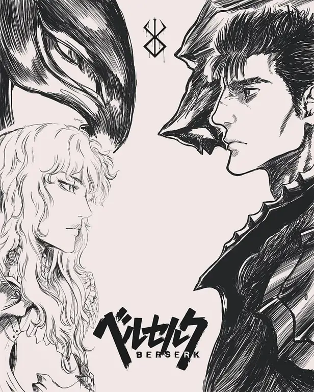 Guts dan Griffith dalam manga Berserk