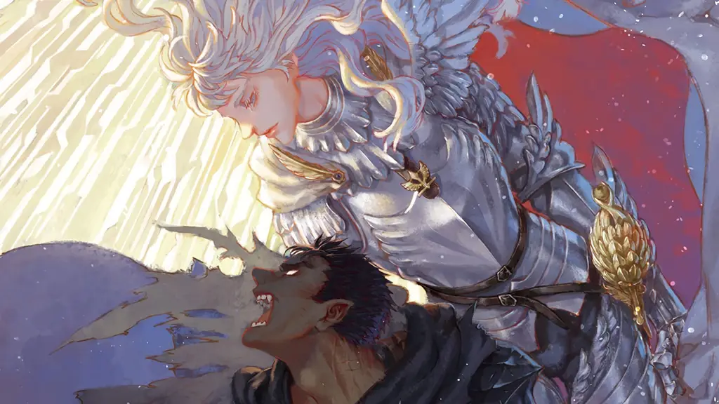 Gambar Guts dan Griffith, dua karakter utama dalam Berserk