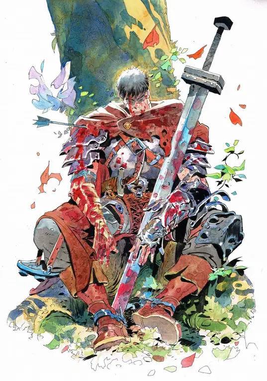 Ilustrasi karakter Guts dalam Berserk