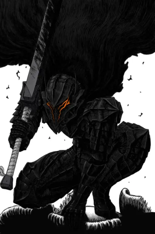 Ilustrasi karakter Guts dalam komik Berserk