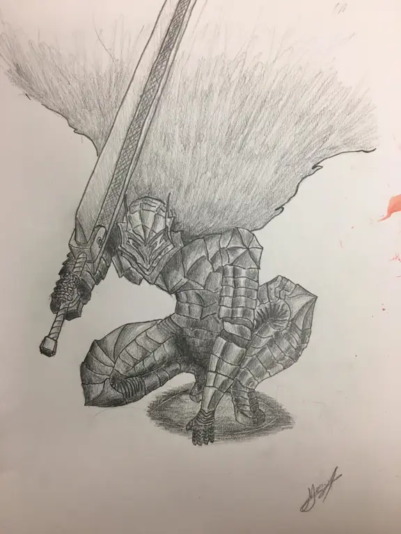 Ilustrasi karakter Guts dalam manga Berserk