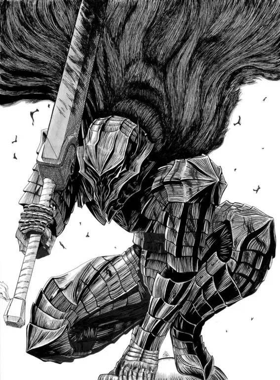 Ilustrasi karakter Guts dari manga Berserk