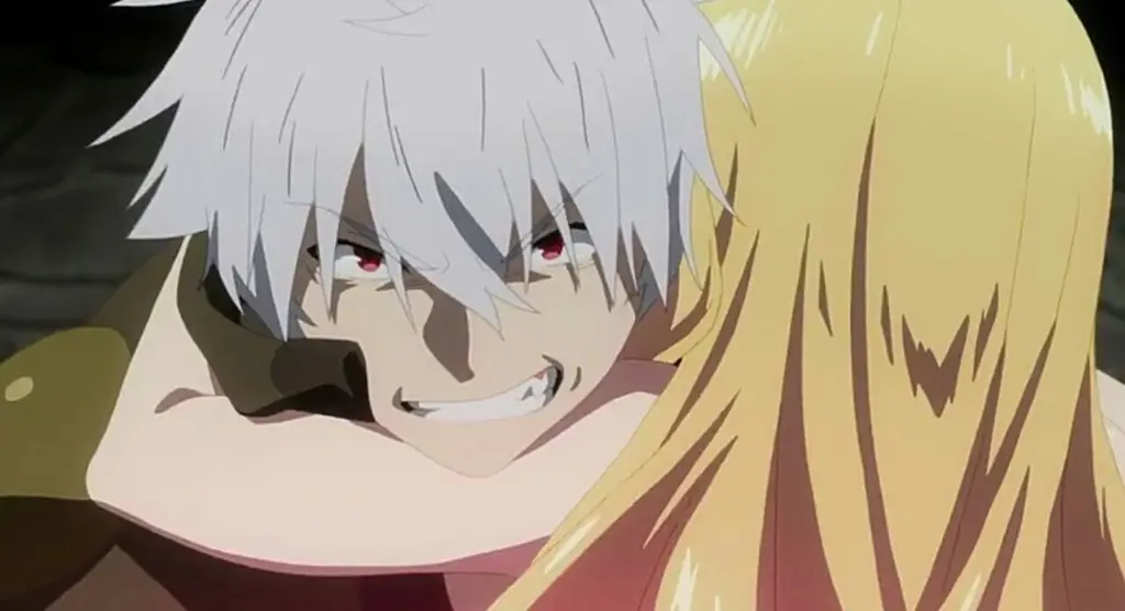 Hajime Nagumo dalam pertarungan melawan monster Adegan aksi dari anime Arifureta