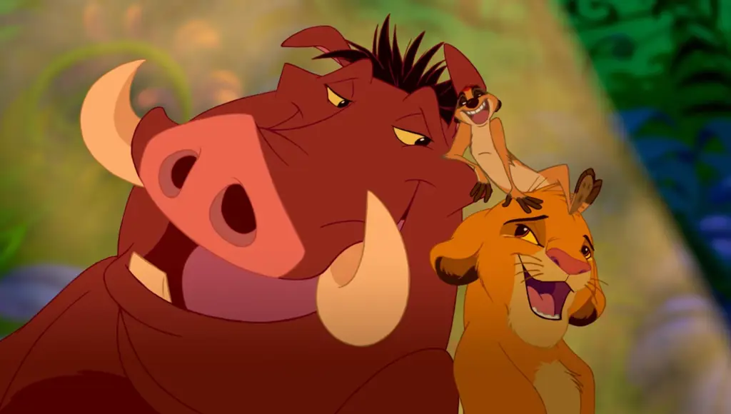 Gambar yang menggambarkan scene Hakuna Matata di film The Lion King