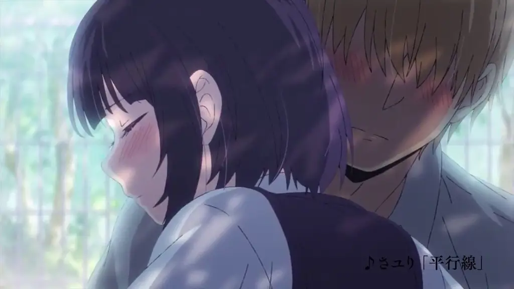 Adegan anime Kuzu no Honkai yang menunjukkan karakter Hanabi dan Mugi