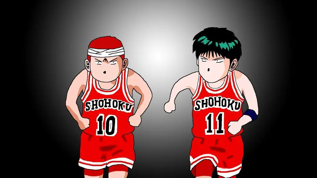 Hanamichi Sakuragi, tokoh utama Slam Dunk, sedang bermain basket