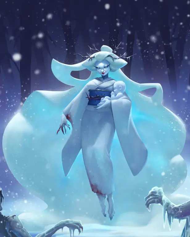 Ilustrasi Yuki-Onna, hantu wanita salju