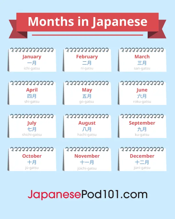 Kalender Jepang dengan hari Senin disorot