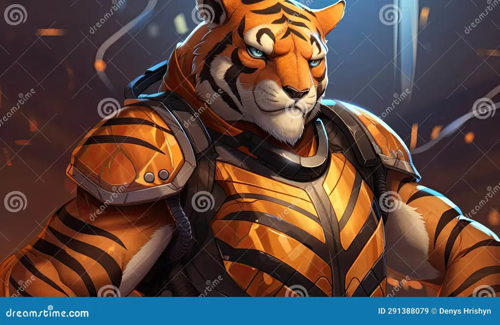 Gambar harimau anime yang kuat