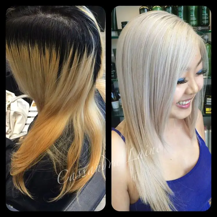 Wanita dengan rambut coklat hasil bleaching