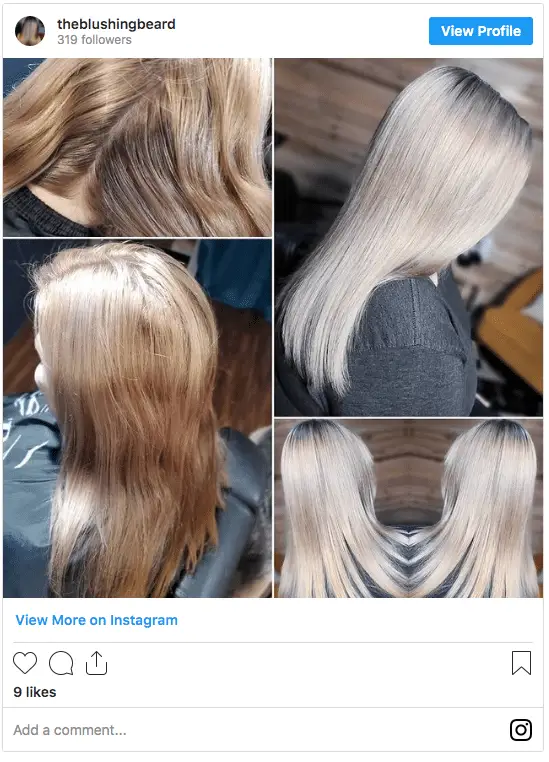 Foto sebelum dan sesudah bleaching rambut, menunjukkan perbedaan warna yang signifikan.