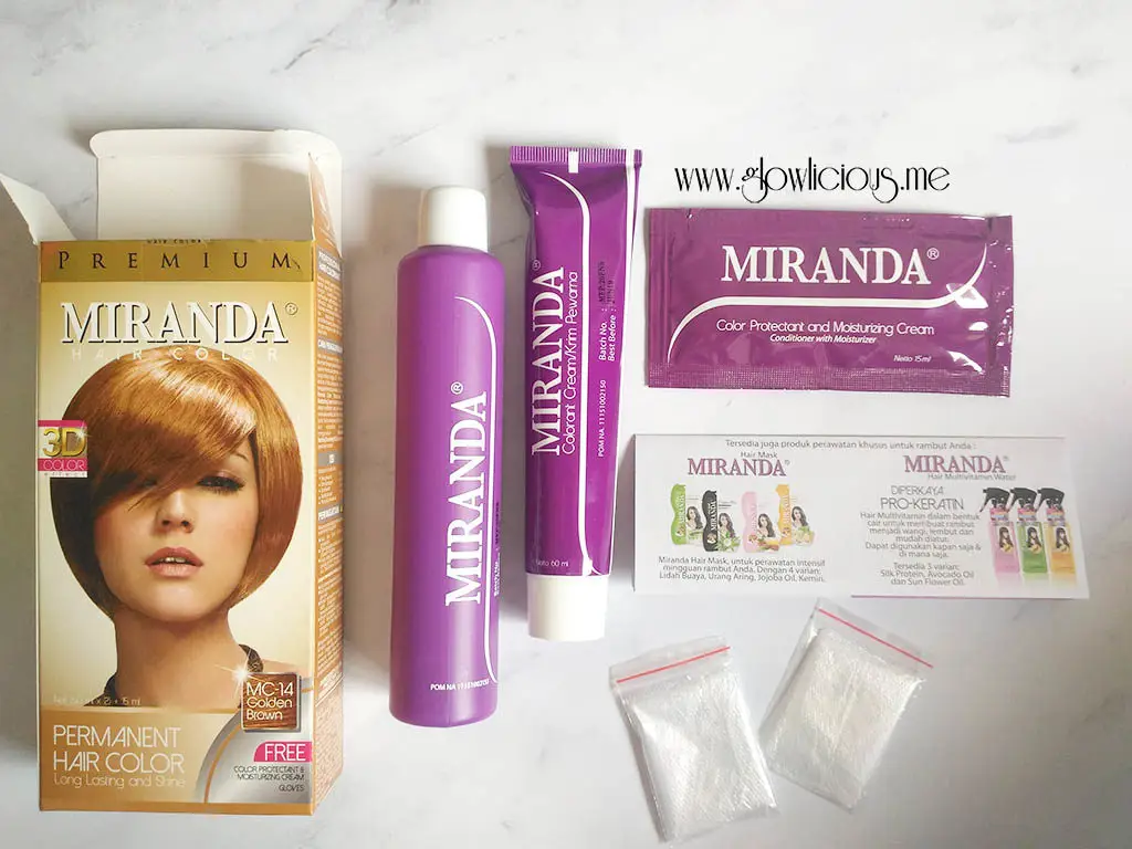 Warna rambut cokelat keemasan hasil pewarnaan Miranda Golden Brown