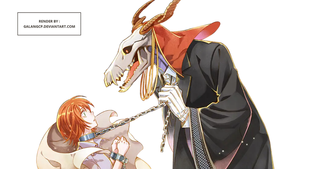 Hatori Chise dan Elias Ainsworth dalam sebuah adegan anime