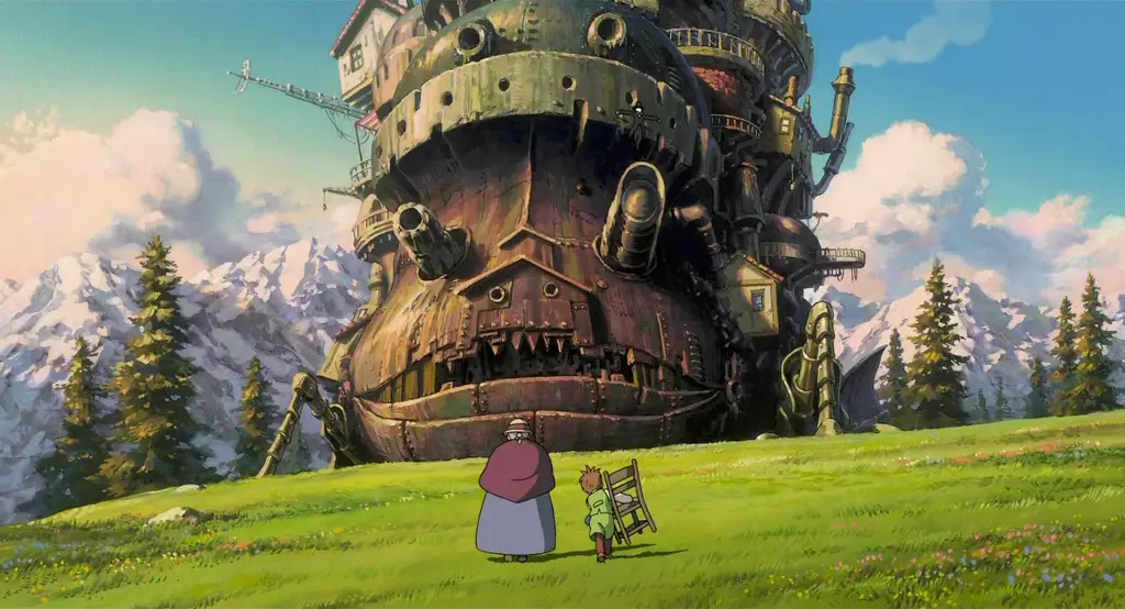 Foto Hayao Miyazaki dan logo Studio Ghibli