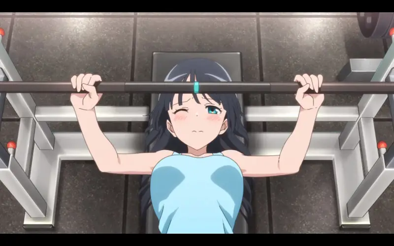 Gambar screenshot anime Dumbbell Nan Kilo Moteru yang menampilkan karakter utama