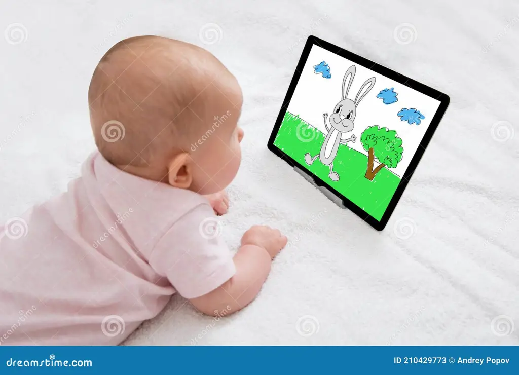 Bayi menonton kartun di tablet