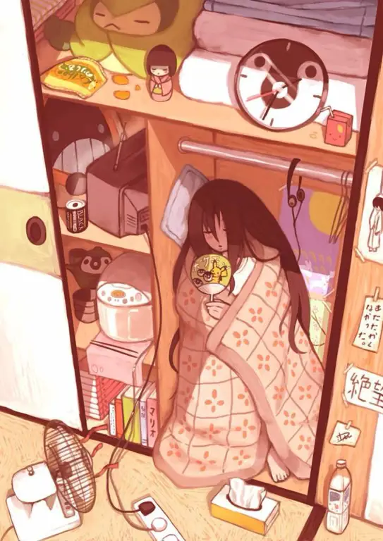 Gambar seorang hikikomori di kamarnya