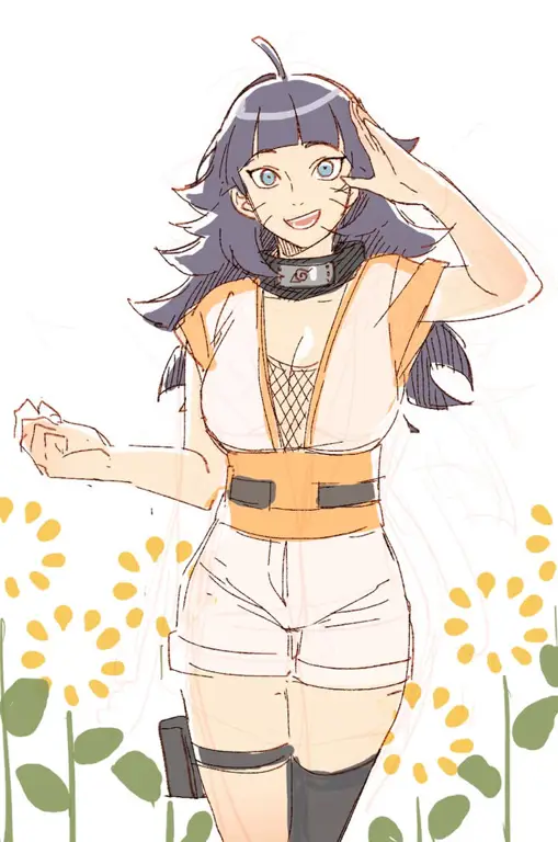 Gambar fanart Himawari Uzumaki dengan aura bijuu