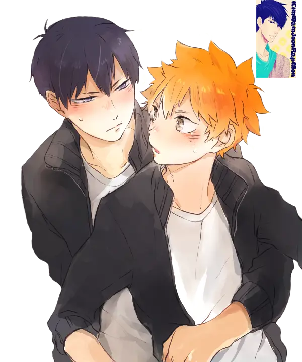 Gambar Hinata Shoyo dan Kageyama Tobio sedang bermain voli