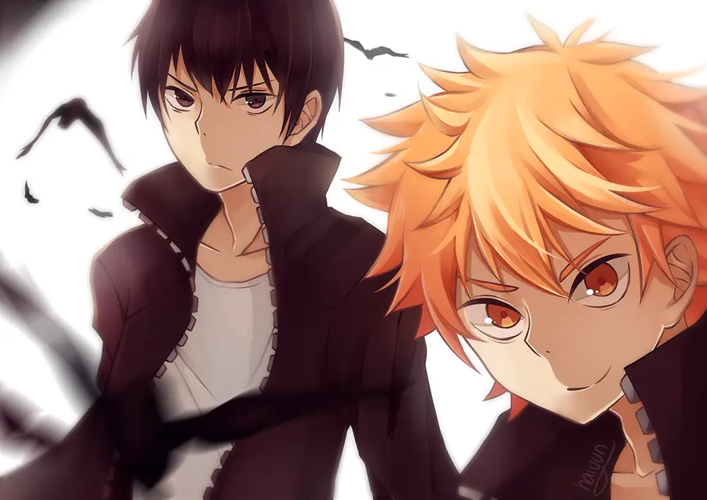 Gambar Hinata dan Kageyama sedang bermain voli