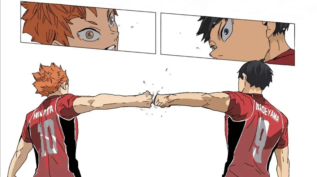 Hinata dan Kageyama dalam aksi di Haikyuu!! season 4.