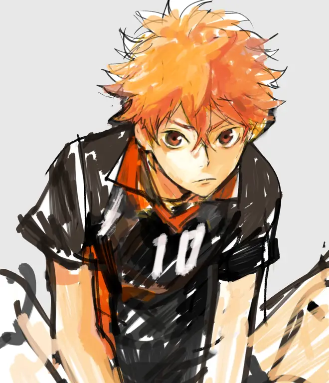 Gambar Hinata Shouyou sedang bermain voli