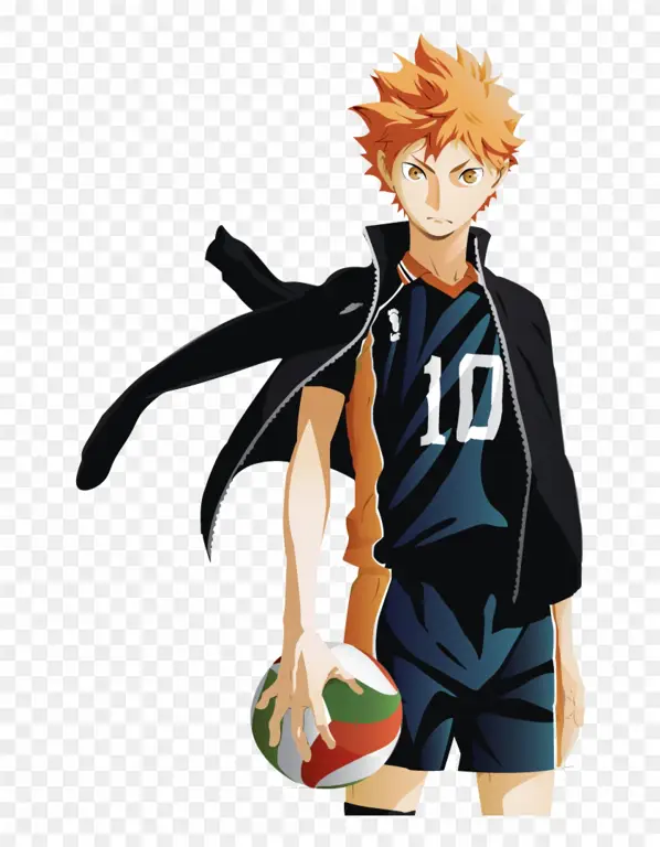 Hinata Shoyo, karakter utama dalam Haikyuu!!, bersemangat bermain voli.