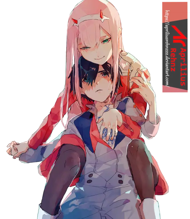 Hiro dan Zero Two, pasangan utama dalam anime Darling in the Franxx Gambar Hiro dan Zero Two dari anime Darling in the Franxx