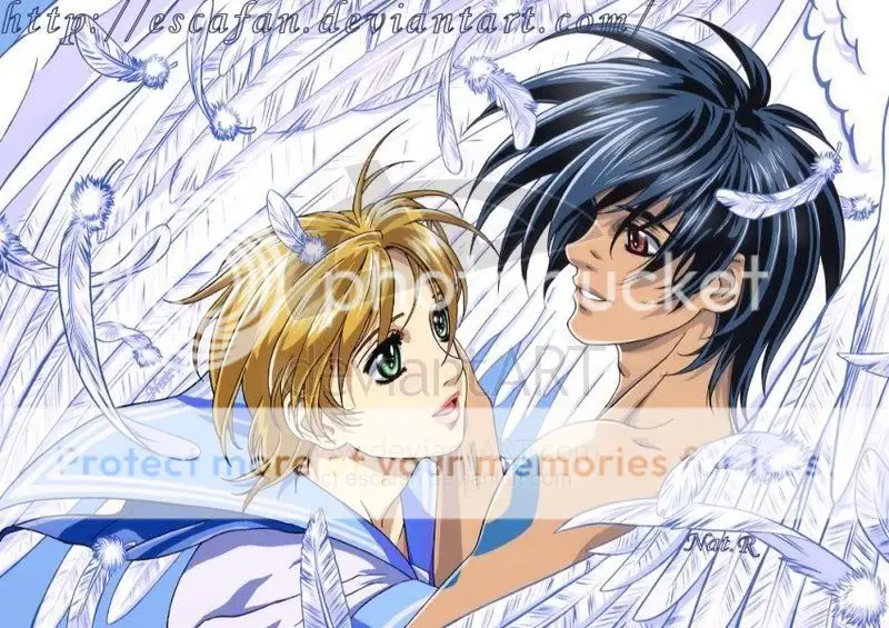 Gambar Hitomi dan Van dari anime Escaflowne