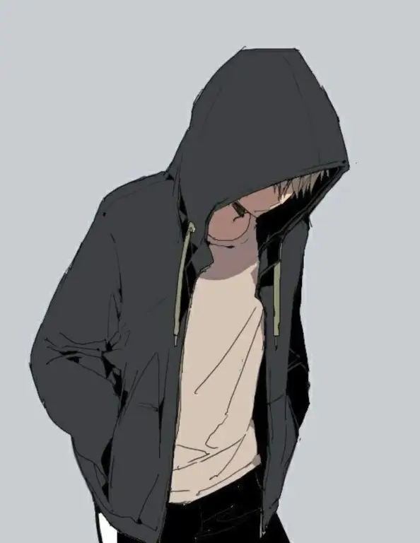 Ilustrasi karakter anime dengan hoodie ajaib