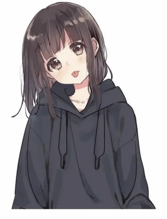 Hoodie Anime Girl Warna Hitam