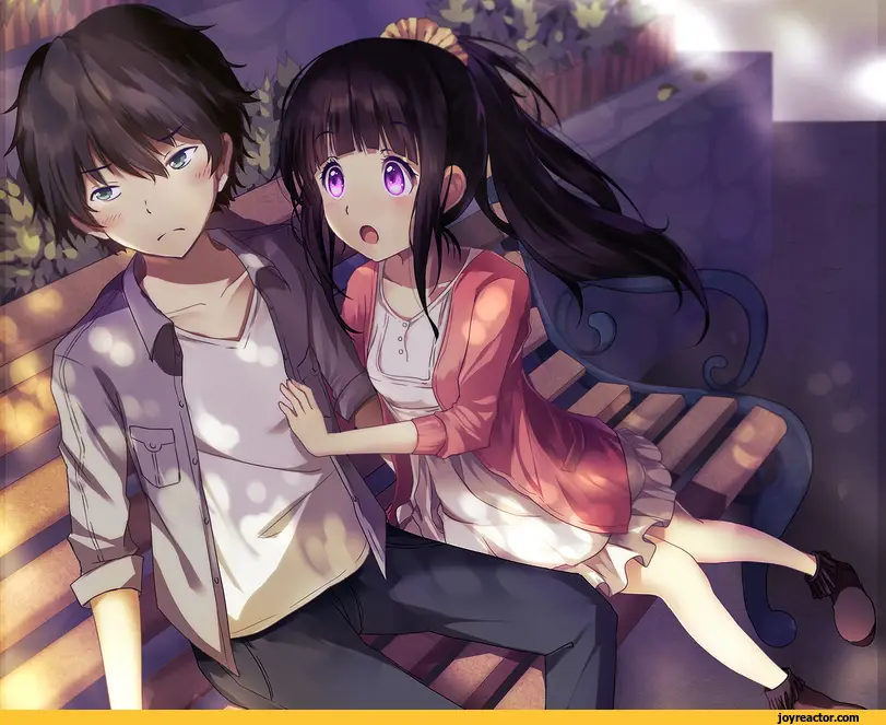 Gambar Houtarou Oreki dan Eru Chitanda dari anime Hyouka