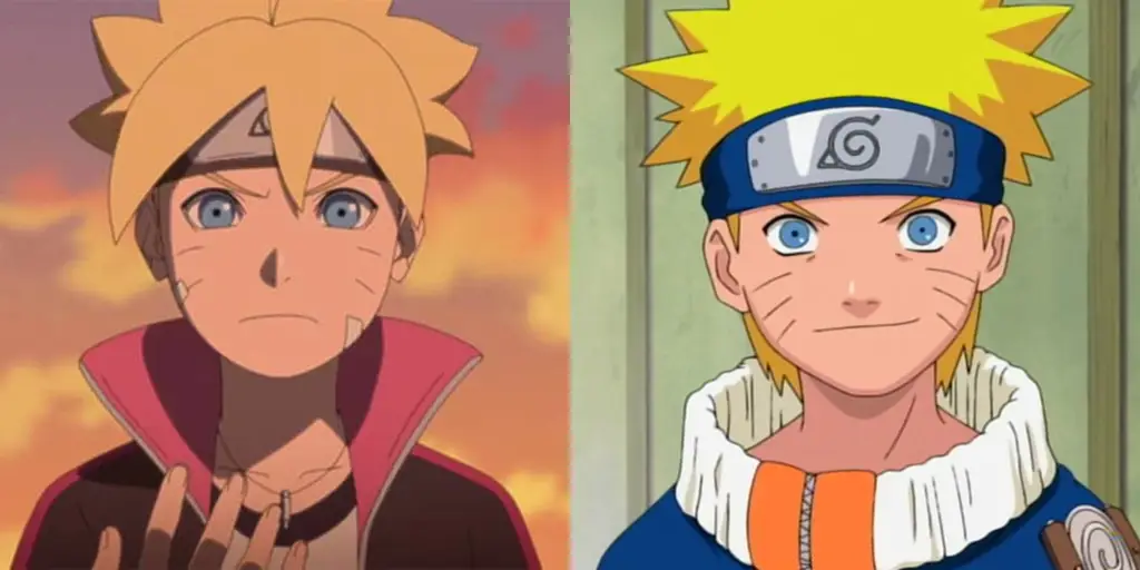 Boruto dan Naruto dalam sebuah adegan emosional