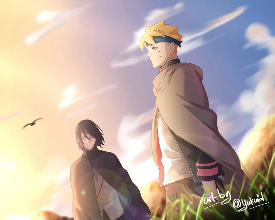 Gambar Boruto dan Sasuke