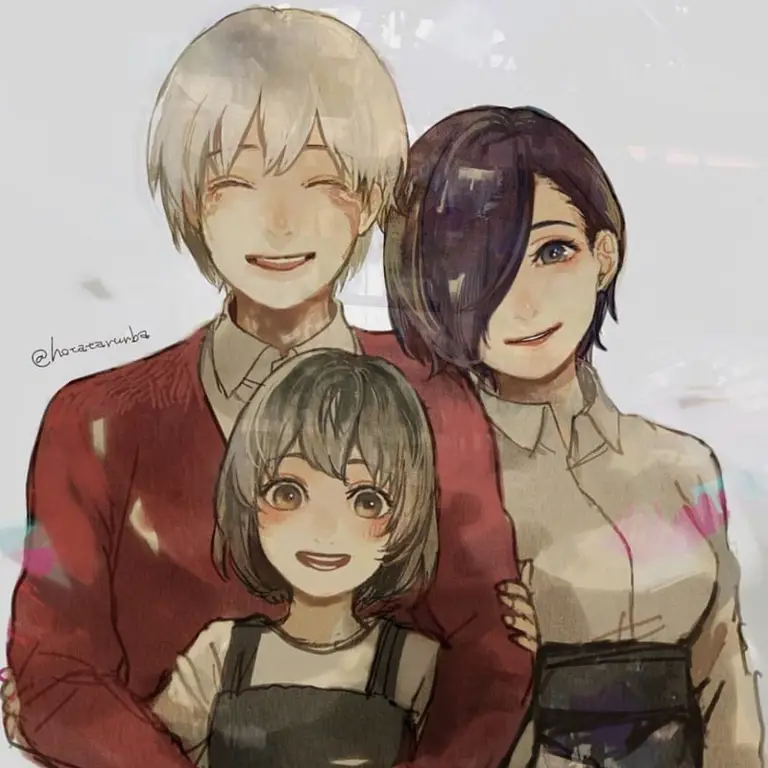 Kaneki Ken dan Touka Kirishima dalam manga Tokyo Ghoul