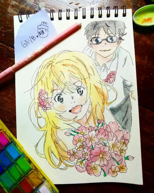 Potret Kaori Miyazono dan Arima Kousei