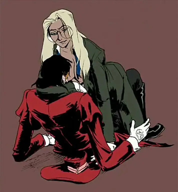 Integra Hellsing dan Alucard dalam sebuah adegan