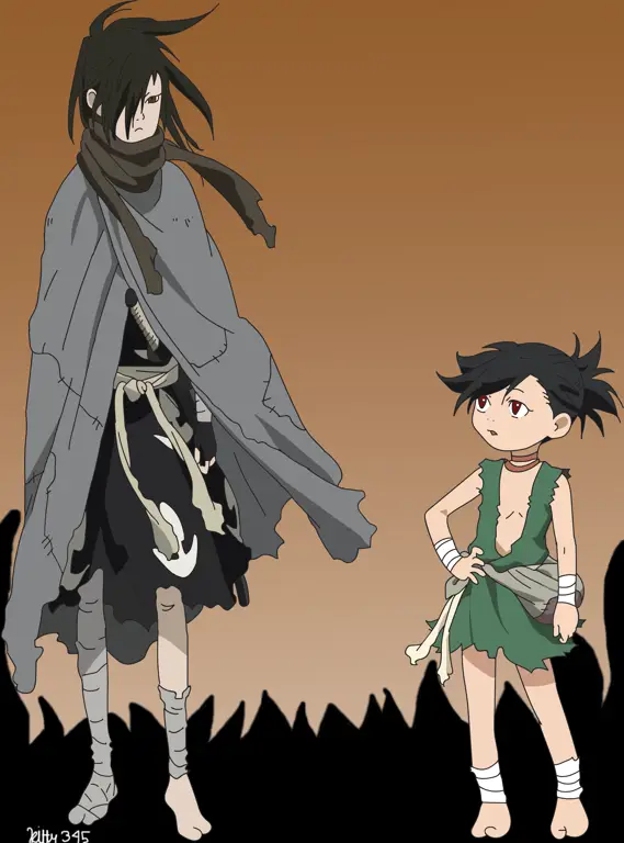 Hyakkimaru dan Dororo, dua karakter utama dalam anime Dororo